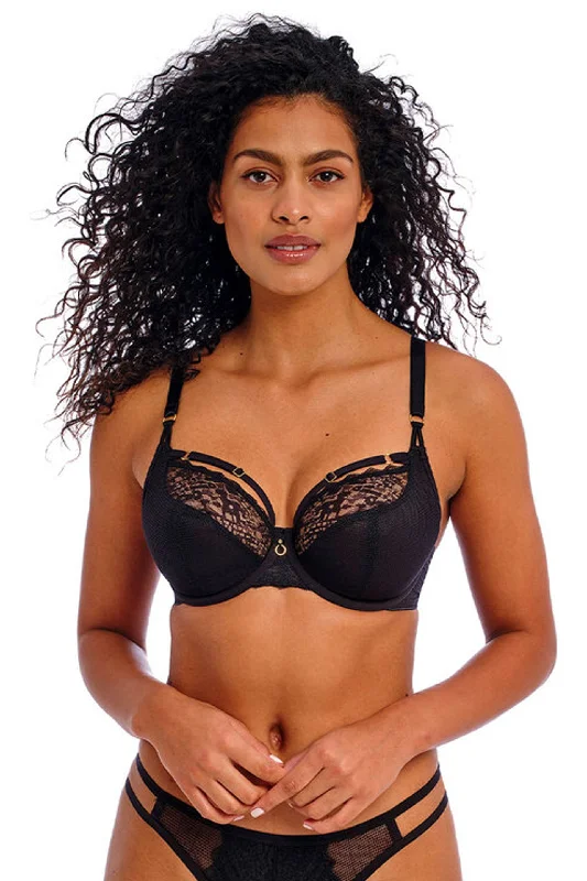 Women's Corset Style Lingerie Temptress Plunge Bra Black