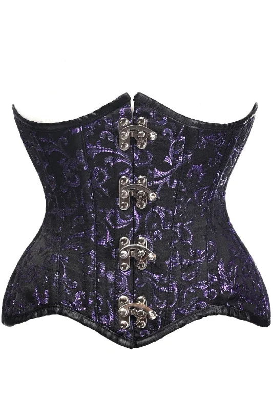 rhinestone embellished women bustiers and corsetsTop Drawer Black/Purple Brocade Double Steel Boned Under Bust Corset rhinestone embellished women bustiers and corsetsTop Drawer Black/Purple Brocade Double Steel Boned Under Bust Corset