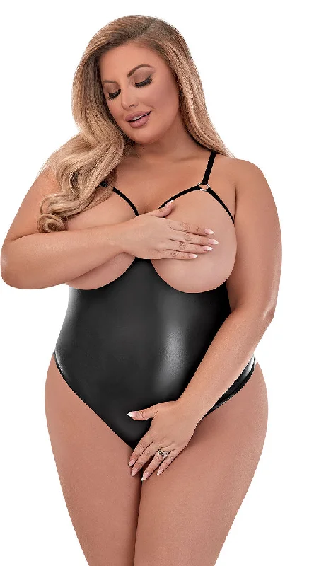 Women's Silk Lingerie Sets Plus Size Wandering Thoughts Wet Look Teddy