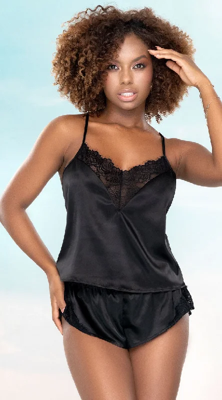Women's Sheer Lingerie Nightgowns Bedtime Hottie Satin Pajama Set