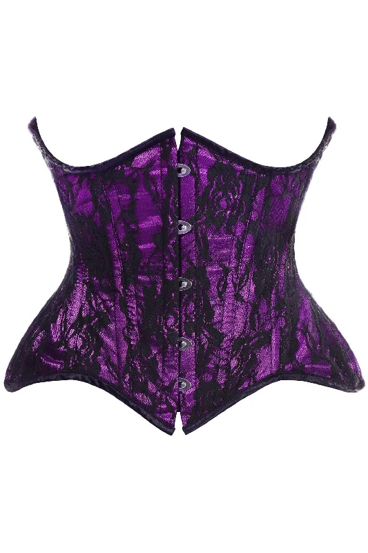 adjustable women bustiers and corsets fitTop Drawer Purple w/Black Lace Double Steel Boned Curvy Cut Waist Cincher Corset adjustable women bustiers and corsets fitTop Drawer Purple w/Black Lace Double Steel Boned Curvy Cut Waist Cincher Corset