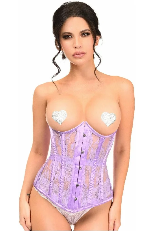 Lavish Lavender Sheer Lace Underwire Open Cup Underbust Corset