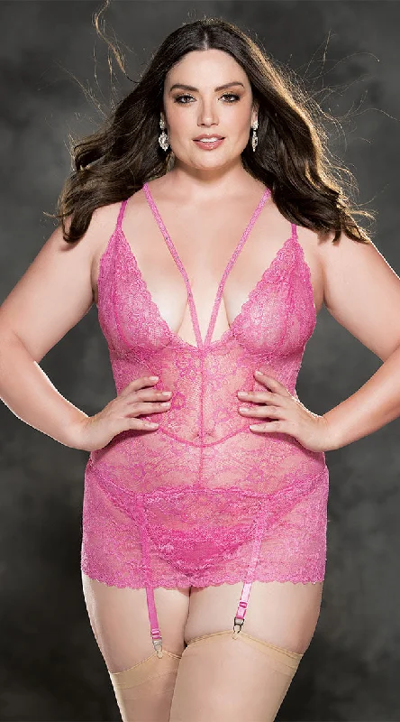 women lounge dress with a V - neck for a stylish lookPlus Size Jewel Lace Chemise Set women lounge dress with a V - neck for a stylish lookPlus Size Jewel Lace Chemise Set