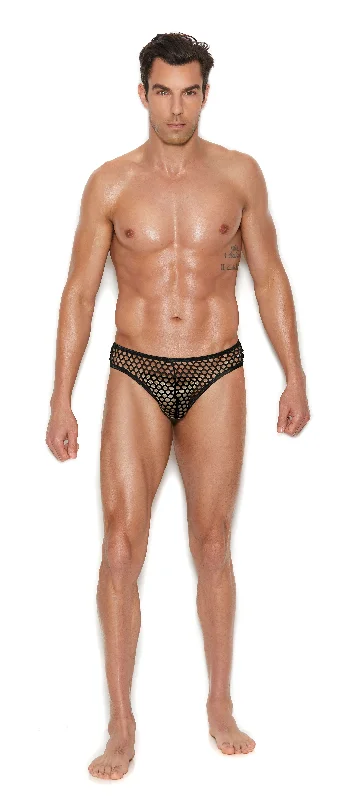 Men's Fishnet Thong Back Brief - Small/medium -  Black