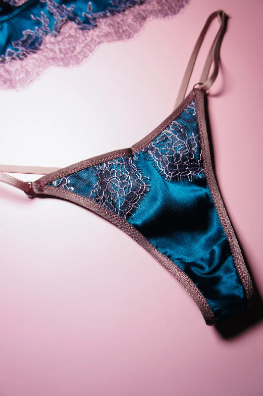 wireless women thongs for a comfortable and wire - free experienceLace and Silk Thong Teal wireless women thongs for a comfortable and wire - free experienceLace and Silk Thong Teal