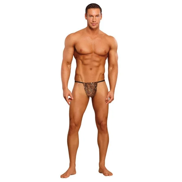 Male Power - Posing Strap Animal Print Thong Underwear O/S (Leopard)