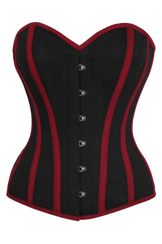 Single Layer Black and Burgundy Overbust Corset