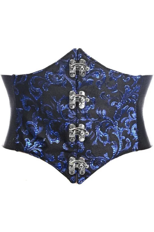 clubbing women bustiers and corsetsLavish Black/Blue Swirl Brocade Corset Belt Cincher w/Clasps clubbing women bustiers and corsetsLavish Black/Blue Swirl Brocade Corset Belt Cincher w/Clasps