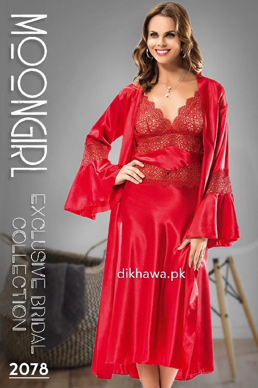 long - length women robes for full coverageMoongirl - Exclusive Bridal Wedding Nightwear 2Pc Long Nighty Set with Robe 2078 - Turkish Brand long - length women robes for full coverageMoongirl - Exclusive Bridal Wedding Nightwear 2Pc Long Nighty Set with Robe 2078 - Turkish Brand