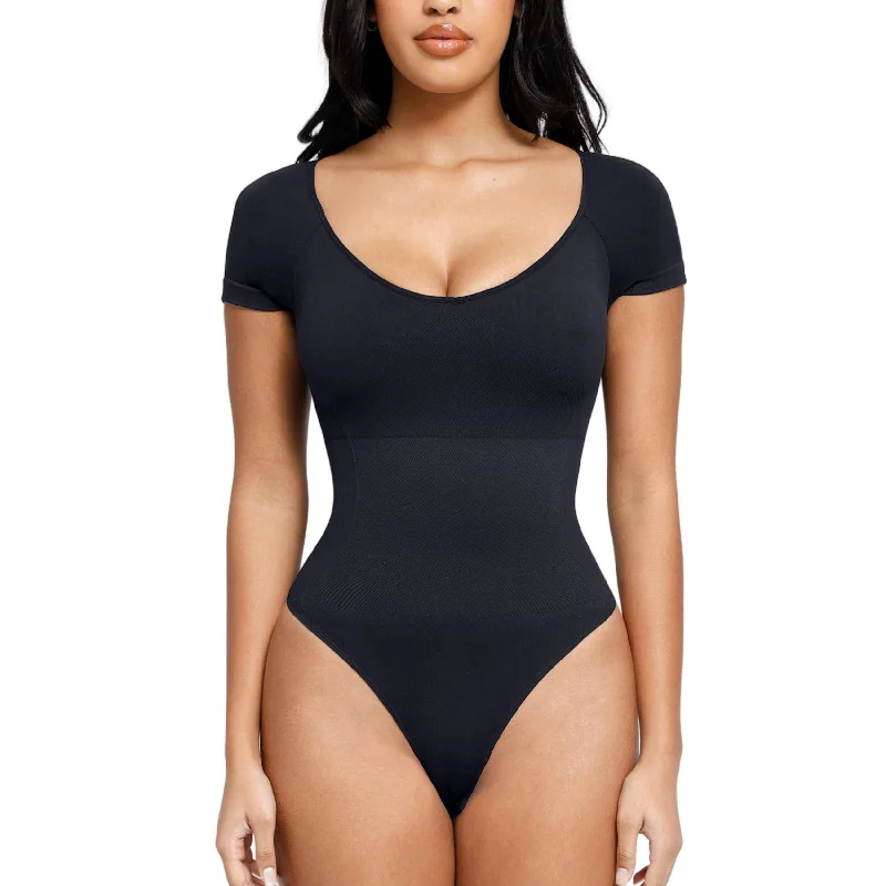 High - Neck Bodysuits for a Modest and Sophisticated LookBodysuit for Women - Round Neck Body Shaper Short Sleeve Bodysuit Tops Womenswear Thong High - Neck Bodysuits for a Modest and Sophisticated LookBodysuit for Women - Round Neck Body Shaper Short Sleeve Bodysuit Tops Womenswear Thong