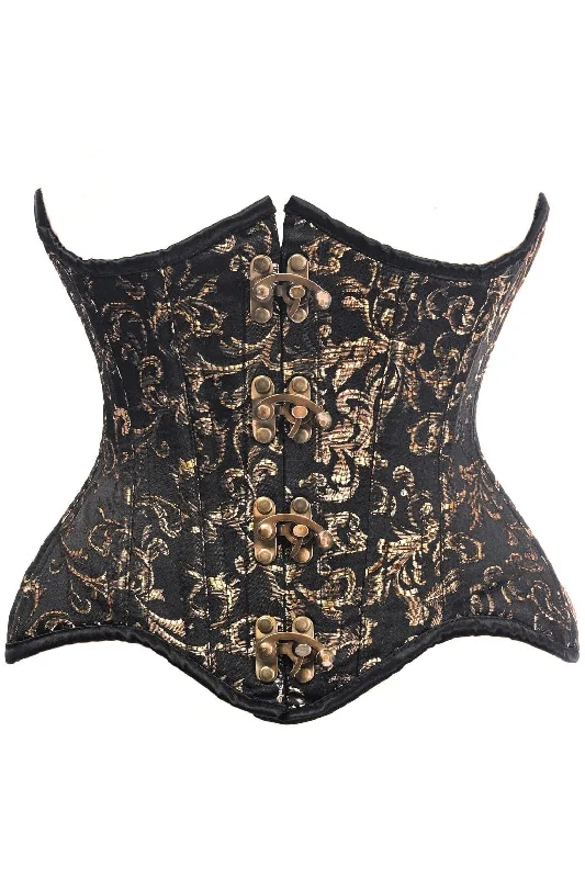 underbust corsets for women fashionTop Drawer Black/Gold Brocade Double Steel Boned Under Bust Corset underbust corsets for women fashionTop Drawer Black/Gold Brocade Double Steel Boned Under Bust Corset