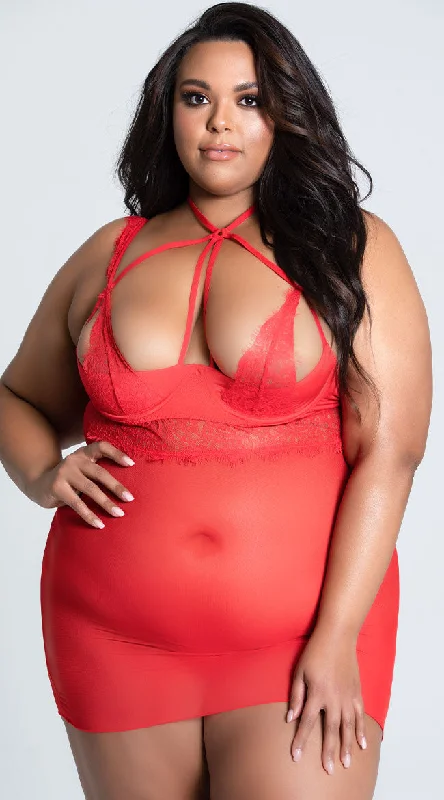 women lounge dress for a work - from - home outfitPlus Size Lash Landing Chemise Set