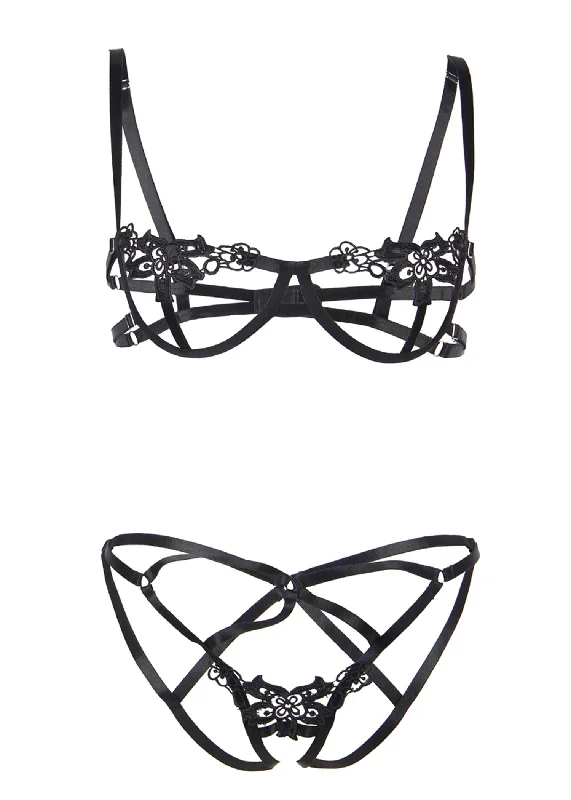 Brenda (Black) Open Bra & Ouvert Brief Set