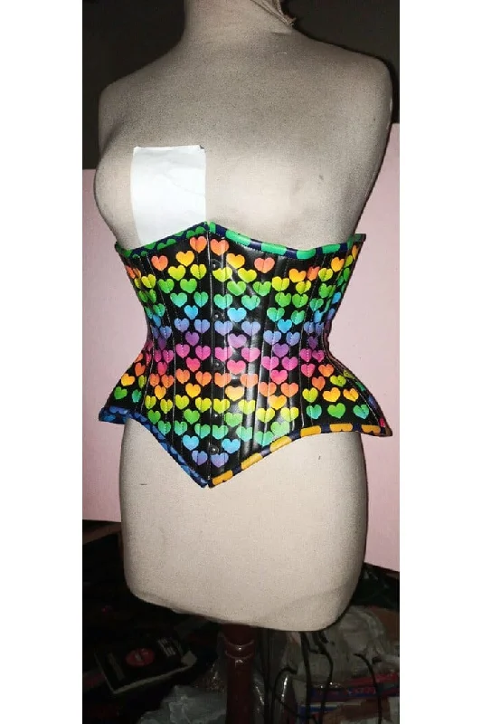 zip front women bustiers and corsets designTop Drawer Rainbow Hearts Double Steel Boned Curvy Cut Underbust Cincher Corset zip front women bustiers and corsets designTop Drawer Rainbow Hearts Double Steel Boned Curvy Cut Underbust Cincher Corset
