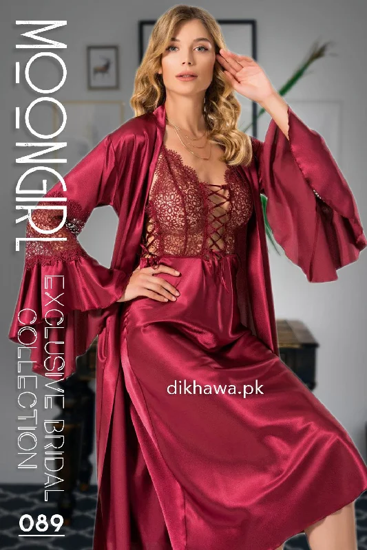 women robes with a geometric print for a trendy lookMoongirl - Exclusive Bridal 2Pc Long Nighty Set with Robe - Wedding Nighty Set 089 - Turkish Brand women robes with a geometric print for a trendy lookMoongirl - Exclusive Bridal 2Pc Long Nighty Set with Robe - Wedding Nighty Set 089 - Turkish Brand