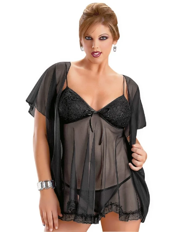 solid - colored women robes in trendy huesPlus Size Black Lingerie Babydoll and Robe Set solid - colored women robes in trendy huesPlus Size Black Lingerie Babydoll and Robe Set