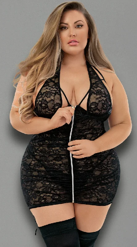 Plus Size Unzip Me Chemise Set