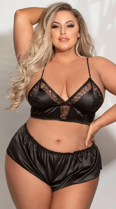 Women's Maternity Lingerie Plus Size Never Waking Up Satin Short Set