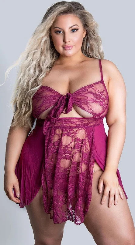 Women's Bridal Lingerie Collection Plus Size Nomi Lace Babydoll Set