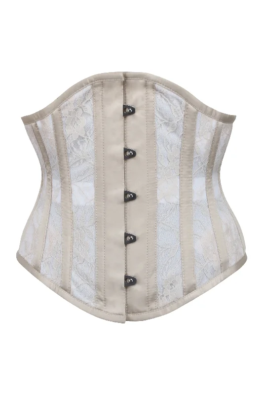 Champagne Mesh Underbust Corset with Floral lace