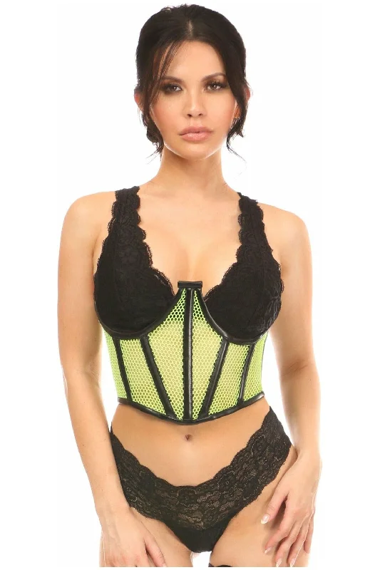 Lavish Neon Green Fishnet Underwire Open Cup Waist Cincher