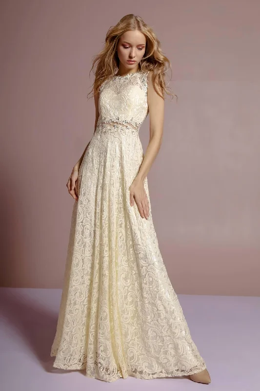 Long Sleeveless Formal Dress Evening Lace Gown