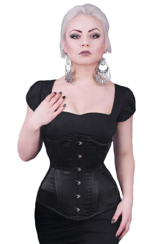 bridal women bustiers and corsetsBlack Satin Long Steel Boned Corset