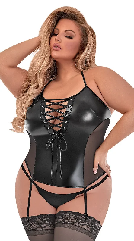 Women's Bridal Lingerie Collection Plus Size Lovesick Lace-Up Corset Set