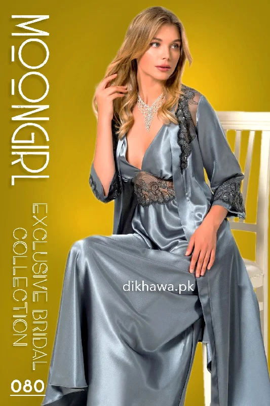 women robes with beaded accents for glamourMoongirl - Exclusive Bridal 2Pc Long Nighty Set with Robe - Wedding Nightwear 080 - Turkish Brand women robes with beaded accents for glamourMoongirl - Exclusive Bridal 2Pc Long Nighty Set with Robe - Wedding Nightwear 080 - Turkish Brand