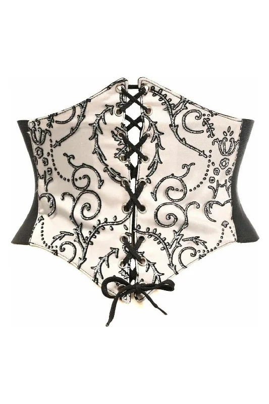 burlesque women bustiers and corsetsLavish Ivory Embroidered Corset Belt Cincher