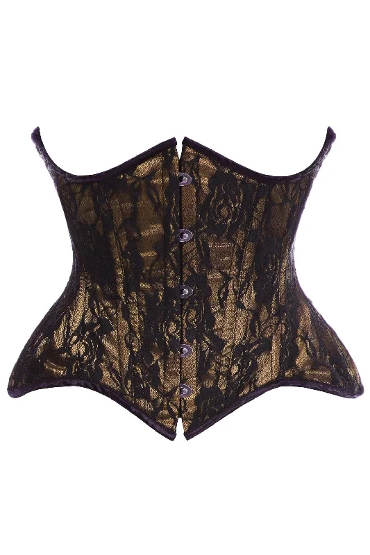 high - waisted women bustiers and corsetsTop Drawer Beige w/Black Lace Double Steel Boned Curvy Cut Waist Cincher Corset high - waisted women bustiers and corsetsTop Drawer Beige w/Black Lace Double Steel Boned Curvy Cut Waist Cincher Corset
