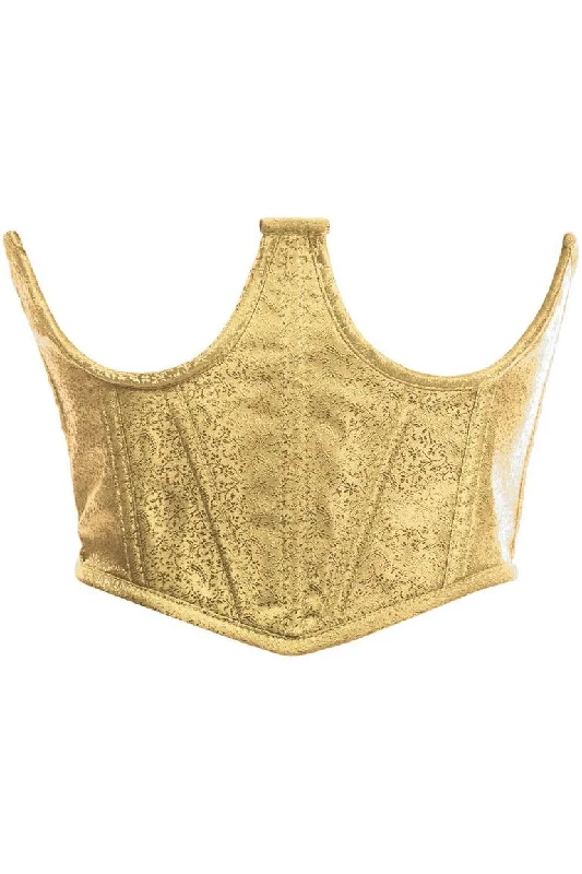 Lavish Gold Brocade Open Cup Waist Cincher