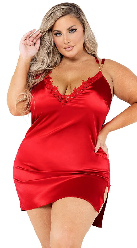 short - sleeve women lounge dress for warm weatherPlus Smooth Move Satin Chemise