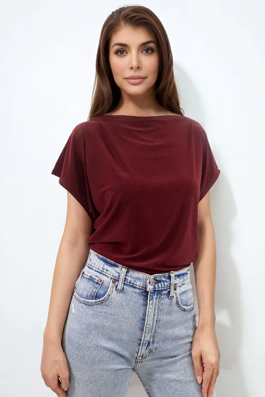 Lace Bodysuits for a Sexy and Elegant Bedroom LookFINLEY BERRY BATWING TOP WITH SLASHED NECKLINE Lace Bodysuits for a Sexy and Elegant Bedroom LookFINLEY BERRY BATWING TOP WITH SLASHED NECKLINE