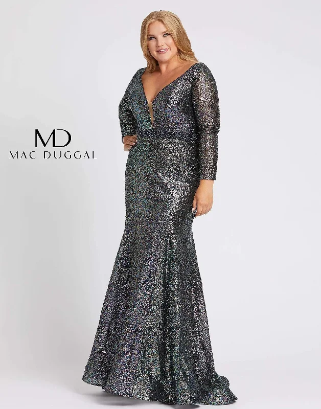 Mac Duggal 67246 Fabulouss Long Sleeve Plus Size Dress