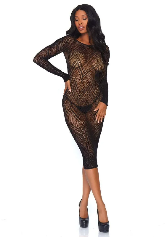 women sexy dresses for salsa congressesChevron Net Long Sleeved Dress Black