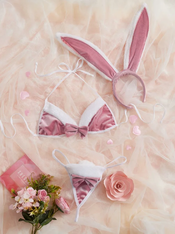 seamless women thongs for invisible under tight dressesBow Front Thong Lingerie Set & Rabbit Ear seamless women thongs for invisible under tight dressesBow Front Thong Lingerie Set & Rabbit Ear