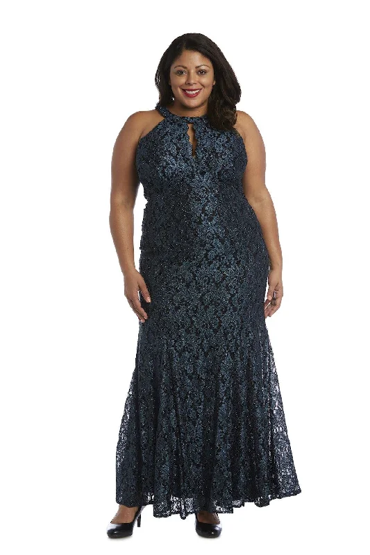 Nightway Plus Size Long Formal Lace Dress 21689W