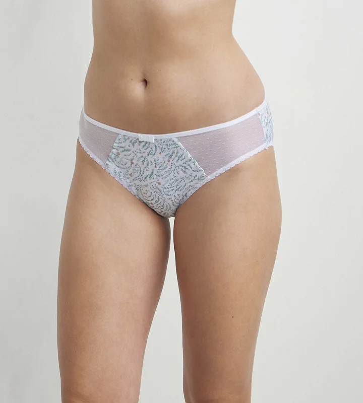 Women's Silk Lingerie Sets Slip femme coton et tulle à motif végétal Blanc Generous Coton Bio Women's Silk Lingerie Sets Slip femme coton et tulle à motif végétal Blanc Generous Coton Bio