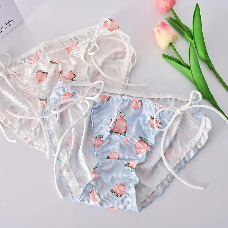 Women's Lingerie with Matching Robes Peachy Bunny Panties