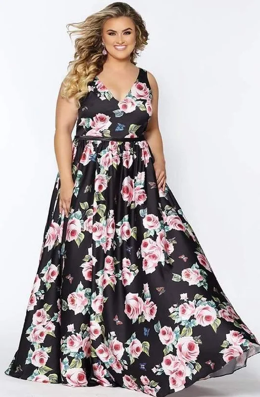 Sydneys Closet Print Long Plus Size Formal Dress