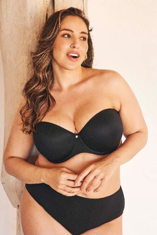 Breathable Bamboo Lingerie for Women Smooth Moulded Strapless Bra Black