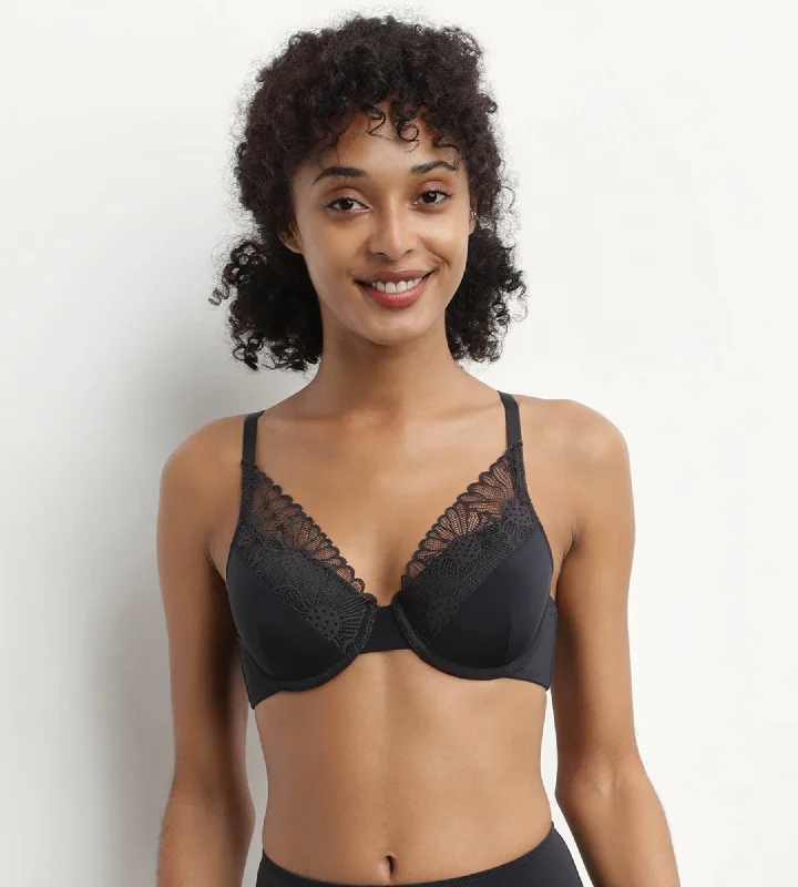 Luxury Lingerie for Special Occasions Soutien-gorge corbeille microfibre dentelle Noir Fais-Moi Une Fleur