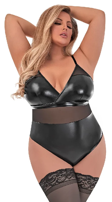Luxury Lingerie for Special Occasions Plus Size Wandering Eyes Wet Look Teddy