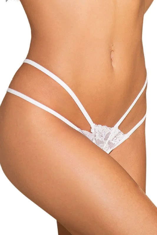 White Stretch Lace Thong Panty