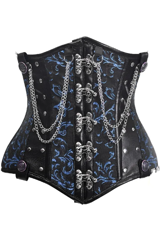 bridesmaid women bustiers and corsetsTop Drawer Black/Blue Steel Boned Underbust Corset w/Chains and Clasps bridesmaid women bustiers and corsetsTop Drawer Black/Blue Steel Boned Underbust Corset w/Chains and Clasps