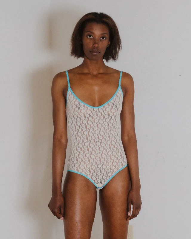 Ruffled Bodysuits with a Playful and Feminine TouchMusial Body - Organic Cotton Lace - Undyed / Turquoise Ruffled Bodysuits with a Playful and Feminine TouchMusial Body - Organic Cotton Lace - Undyed / Turquoise
