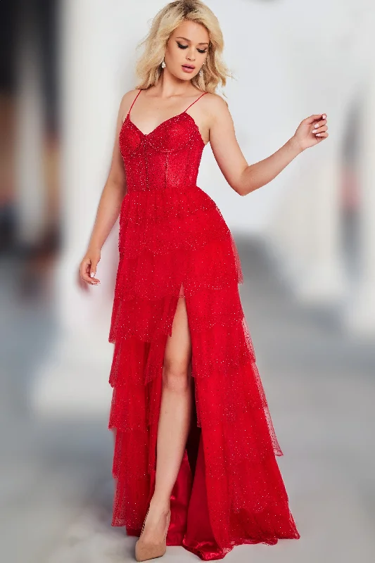 women sexy dresses with ruffled sleevesJovani 38431 Long Spaghetti Strap Beaded Layered Skirt Prom Dress women sexy dresses with ruffled sleevesJovani 38431 Long Spaghetti Strap Beaded Layered Skirt Prom Dress