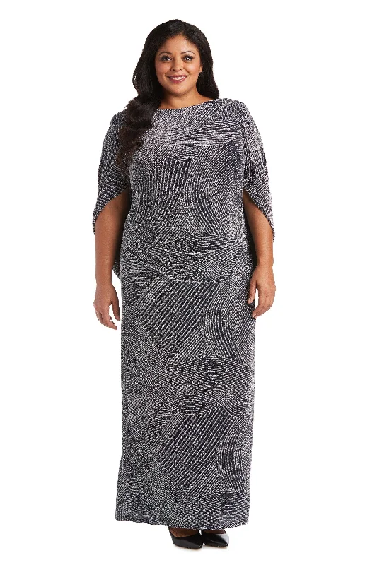 R&M Richards 5912W Plus Size Metallic Long Dress