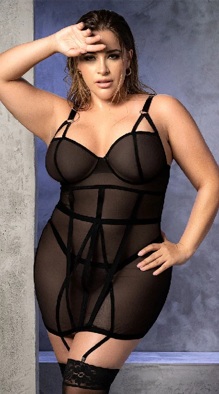 women lounge dress with a loose fit for maximum comfortPlus Size Structured Mesh Chemise Set women lounge dress with a loose fit for maximum comfortPlus Size Structured Mesh Chemise Set